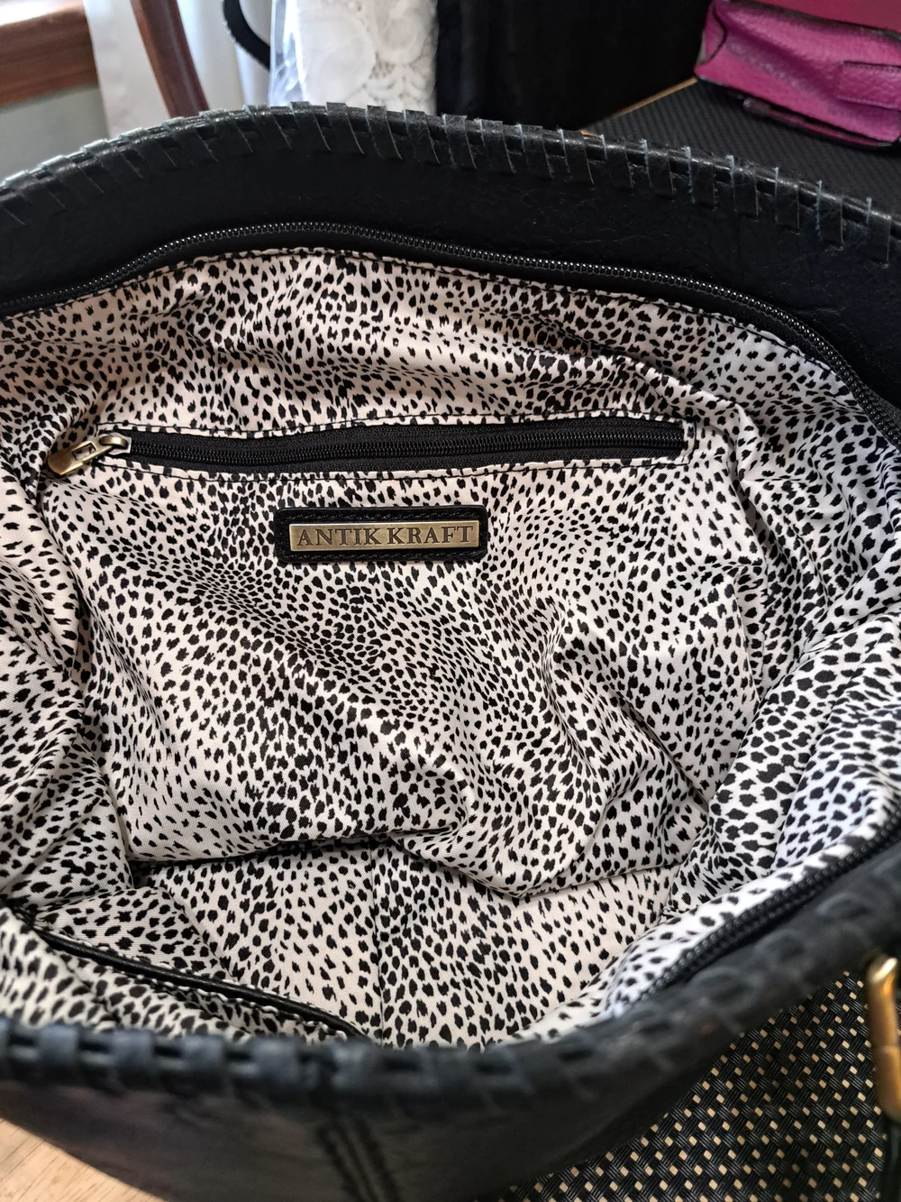 The Carolina Tote Antik Kraft Black Tote Bag with Zipper Pocket